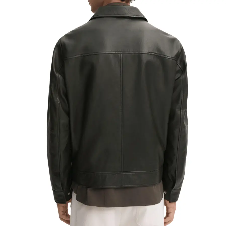 Scott Black Leather Biker Jacket - Image 4
