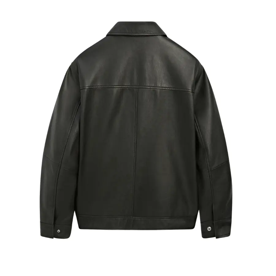 Scott Black Leather Biker Jacket - Image 5