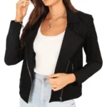 Zenith Black Suede Biker Jacket