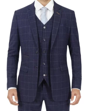 Mens-Gangster-Style-Three-Piece-Blue-Suit
