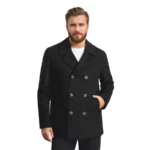 Hardy Double Breasted Black Wool Peacoat