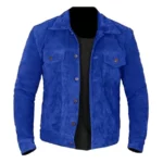 Brian Blue Suede Trucker Jacket