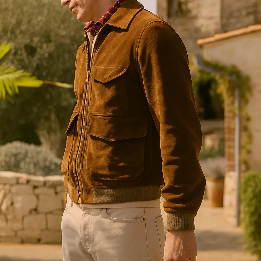 Eddie Brown Bomber Suede Field Jacket - Image 3