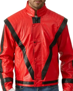Michael Red Thriller Leather Jacket