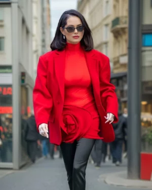 Selena Red Wool Blazer Jacket