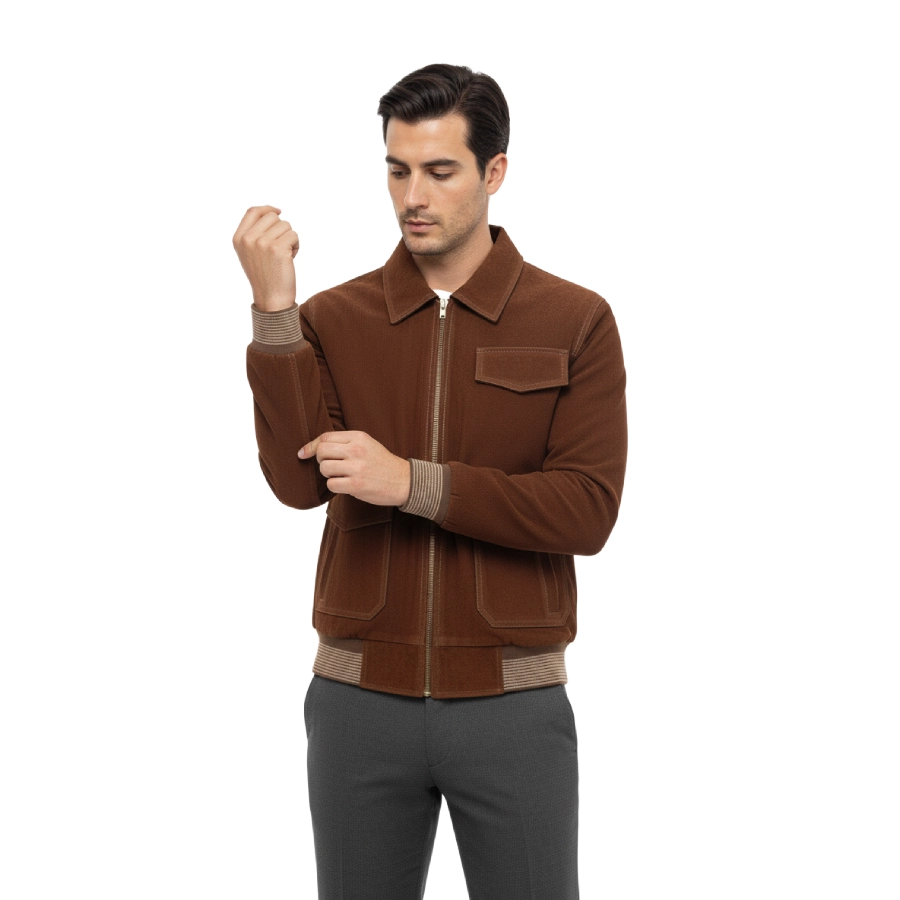 Eddie Brown Bomber Suede Field Jacket - Image 7