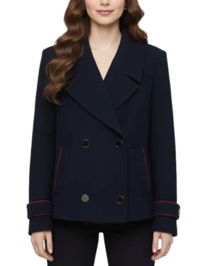 Emily Double Breasted Blue Wool Peacoat