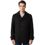 Jimmy Double Breasted Black Wool Peacoat