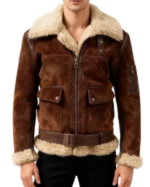 Arnold B-6 Aviator Choco Brown Suede Bomber Jacket