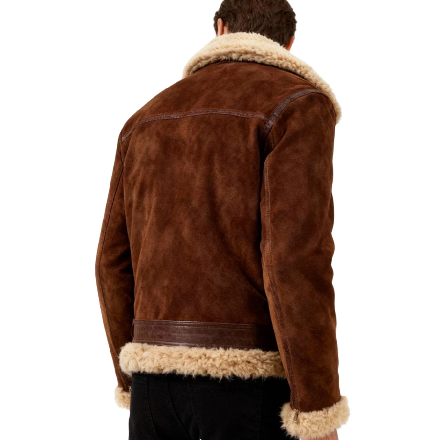 Arnold B-6 Aviator Choco Brown Suede Bomber Jacket - Image 9
