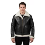 Arnold B-6 Aviator Black Leather Bomber Jacket