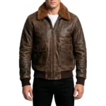 Bravo G-1 Distressed Vintage Brown Leather Bomber Jacket