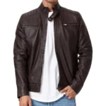 Brent Brown Leather Biker Jacket