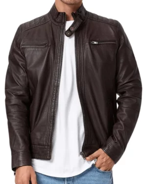 Brent Brown Leather Biker Jacket