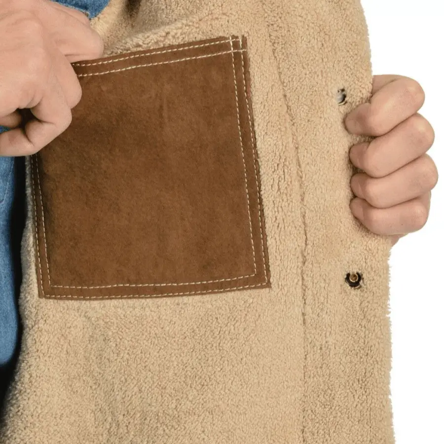 Brian Camel Brown Suede Trucker Sherpa Jacket - Image 2