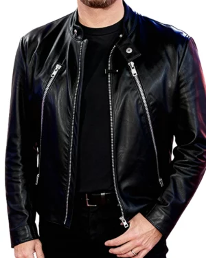 Buble Black Leather Biker Jacket