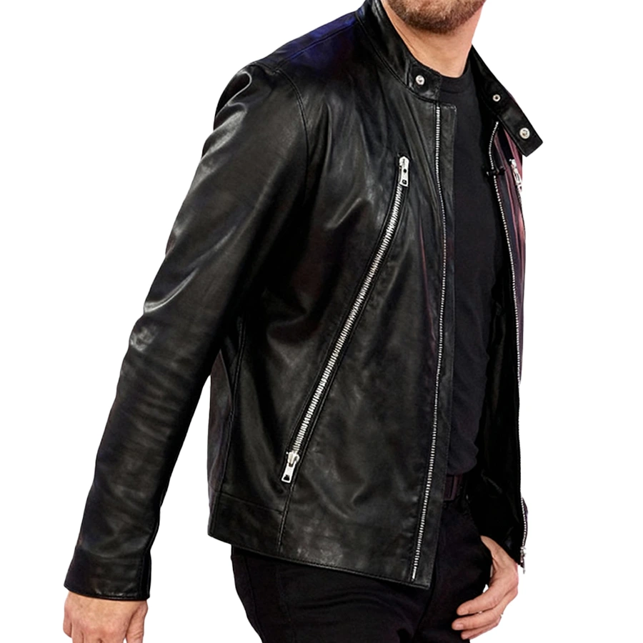 Buble Black Leather Biker Jacket - Image 6