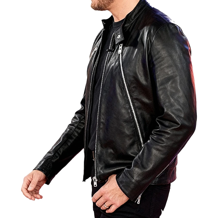 Buble Black Leather Biker Jacket - Image 7