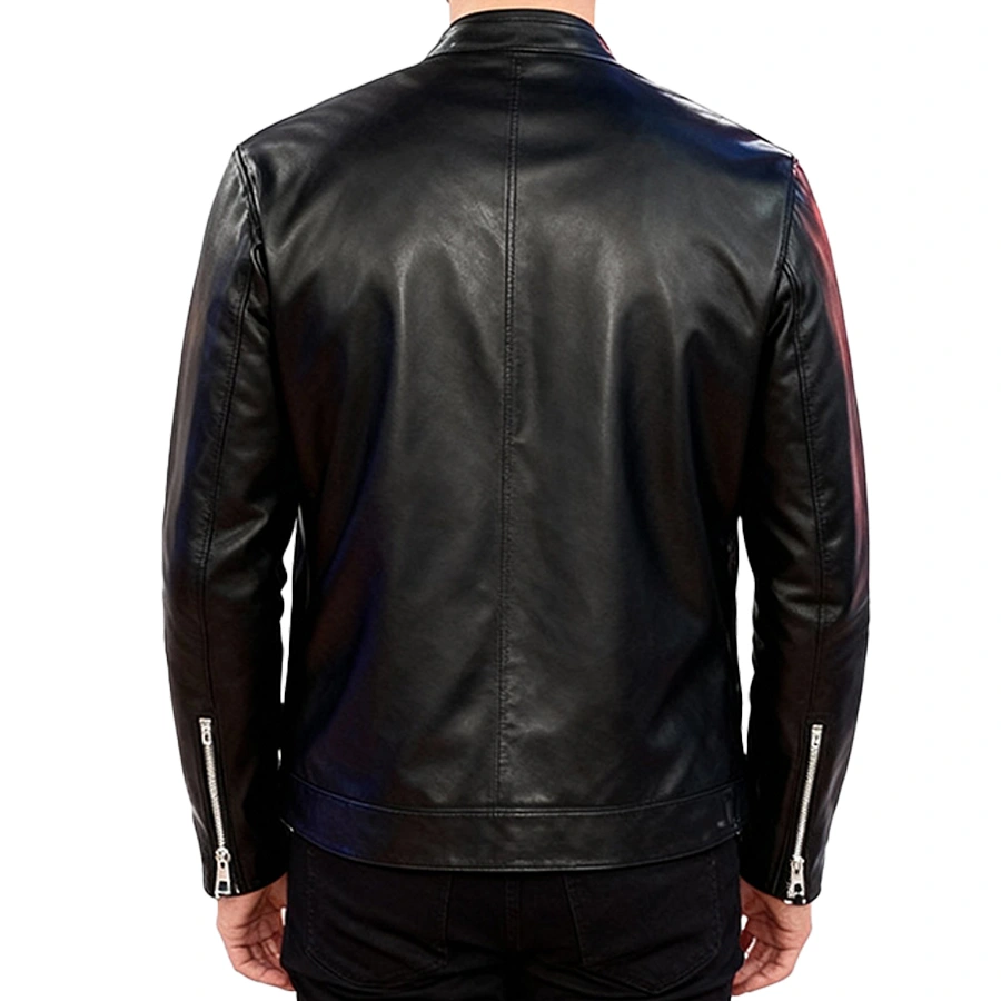 Buble Black Leather Biker Jacket - Image 8