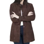 Dakota Choco Brown Suede Car Coat