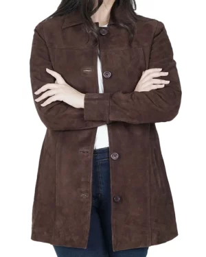 Dakota Choco Brown Suede Car Coat