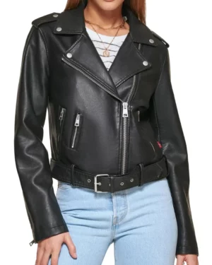 Emilia Black Leather Biker Jacket