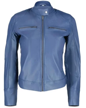 Harley Blue Leather Biker Jacket