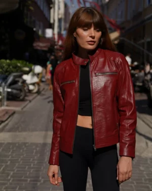 Harley Burgundy Leather Biker Jacket