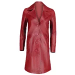 Julie Cherry Red Leather Trench Coat