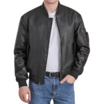 Kian Ma-1 Black Leather Bomber Jacket