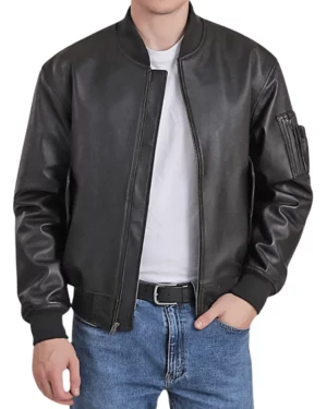 Kian Ma-1 Black Leather Bomber Jacket