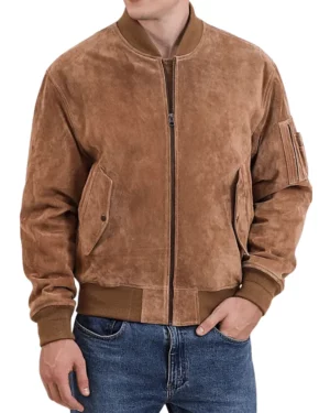 Kian Ma-1 Camel Brown Suede Bomber Jacket
