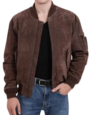 Kian Ma-1 Choco Brown Suede Bomber Jacket