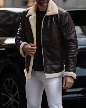 Leon B-3 Black Leather Bomber Jacket