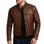 Markus Distressed Vintage Brown Leather Biker Jacket