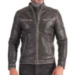 Mason Distressed Black Leather Biker Jacket