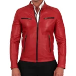 Mason Red Leather Biker Jacket