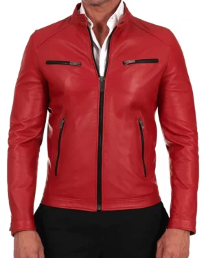 Mason Red Leather Biker Jacket