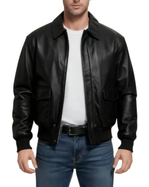 Striker A-2 Black Flight Bomber Leather Jacket
