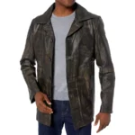 Winchester Distressed Vintage Brown Leather Car Coat