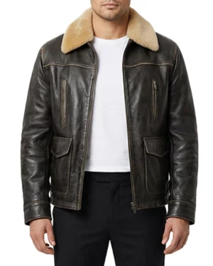 Bateman A-2 Shearling Brown Leather Aviator Jacket