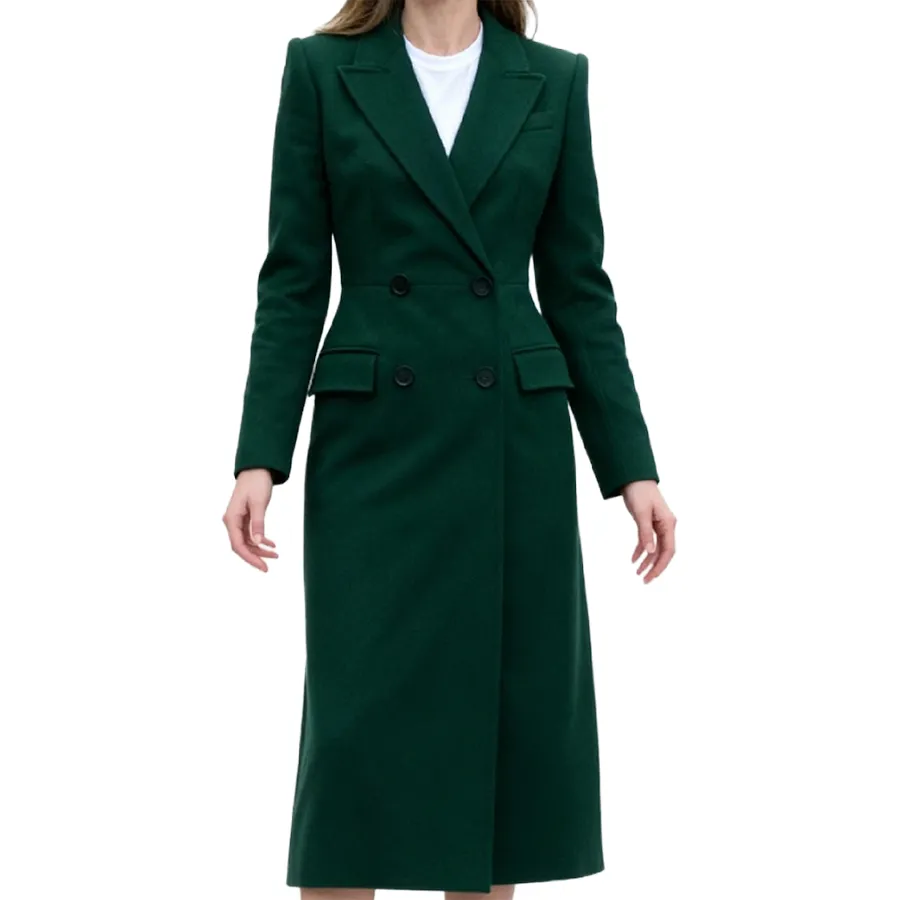 Catherine Double Breasted Forest Green Wool Coat