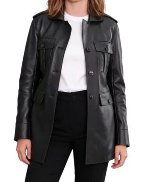 Maya Black Leather Field Jacket