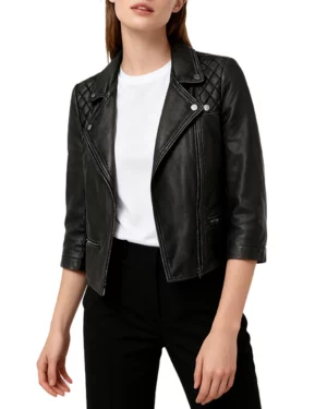 Alison Black Leather Biker Jacket