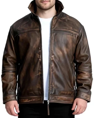 Marler Distressed Brown Leather Jacket