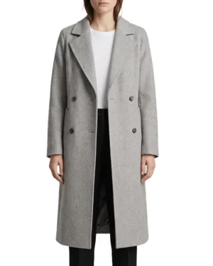Melissa Double Breasted Grey Wool Overcoat