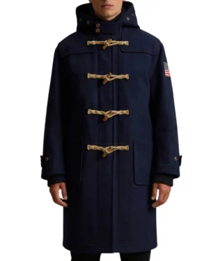 Navy Blue Hooded Toggle Duffle Coat