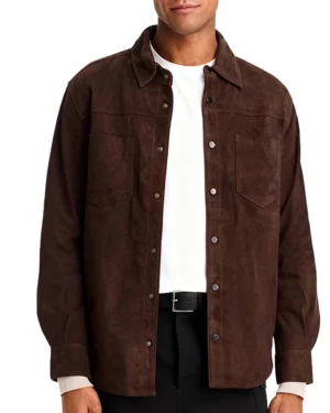 Rafe Choco Brown Suede Shirt Jacket