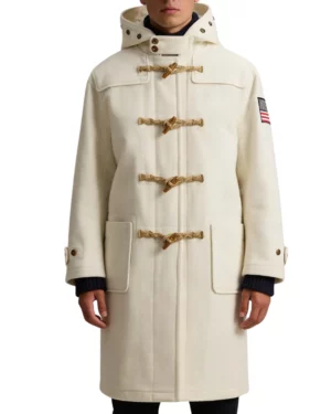 White Hooded Toggle Duffle Coat