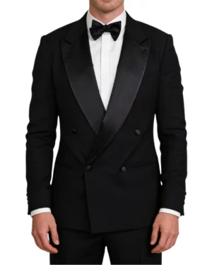 Chris Jet Black Double-Breasted Tuxedo Suit
